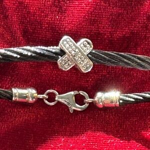 Black Braided Stainless Steel and Sterling Silver bracelet